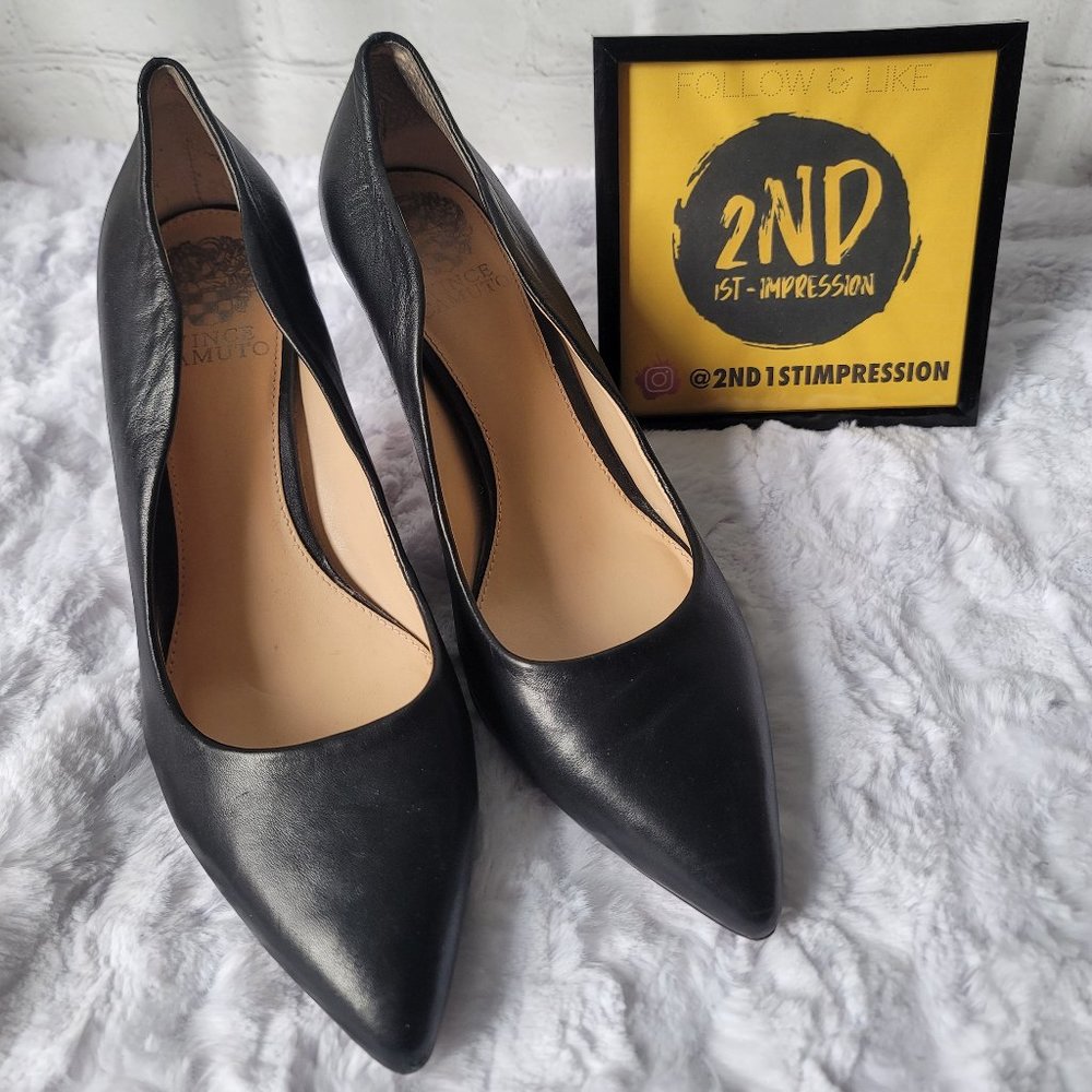 SOLD - Vince Camuto Savilla Black Leather Pump Size 8M
